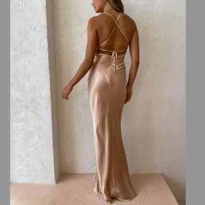 NWT Shona Joy LA LUNE LACE BACK MAXI DRESS - DESERT ROSE